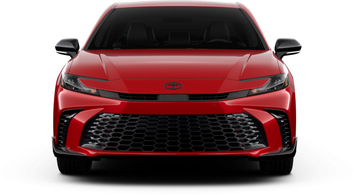A clean red Toyota Camry, front view