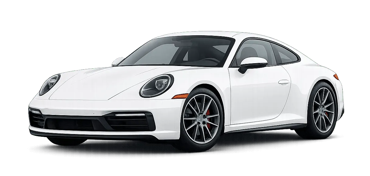 White luxury sports car with sleek curves and alloy wheels.